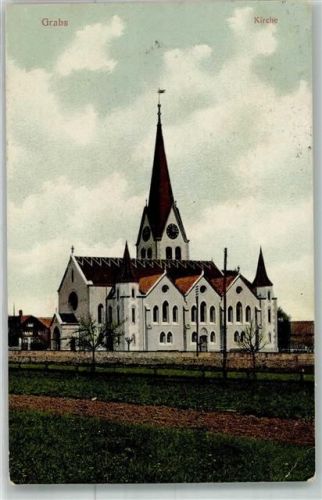 9472 Grabs 1914 Foto AK Kirche