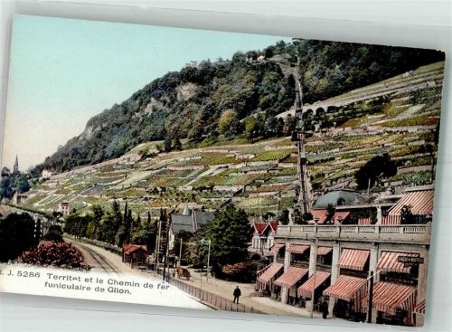 1820 Territet Foto AK Bergbahn Gilon