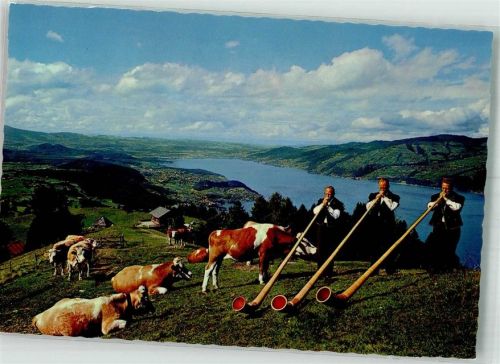 3703 Aeschiried Foto AK Tracht Alphorntrio Morgebärg