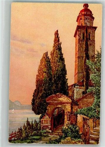 6922 Morcote Lithographie / Künstlerkarte Lago di Lugano