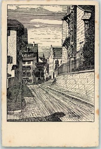 6300 Zug Zugo Radierung Partie be St. Oswald sign Stocker