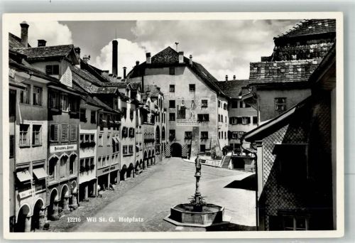 9500 Wil SG 1930 Foto AK Hofplatz Denkmal Brunnen