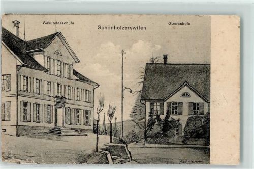 8577 Schönholzerswilen 1914 Künstlerkarte Sekundarschule Oberschule sign. H. Lehmann