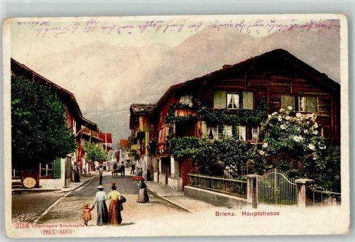 3855 Brienz BE 1904 - Hauptstraße Frau Kind Hut Schirm