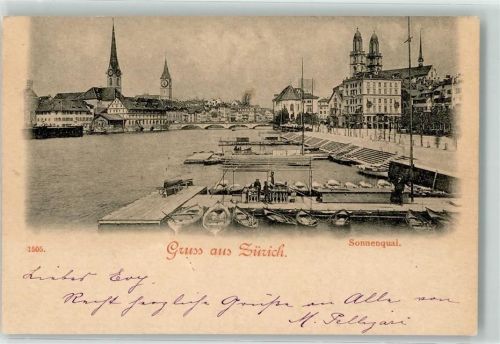 8000 Zürich 1899 - Sonnenquai Grusskarte