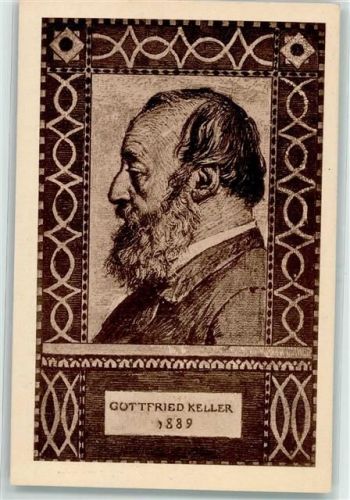 Zürich Bundesfeier Portrait Gottfried Keller 1889 Ort lt. Stempel Bundesfeier Ganzsachen Schweiz 1919 Künstlerkarte