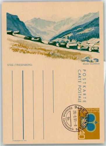 9497 Steg Ganzsache Triesenberg Bruno Kaufmann Künstlerkarte Ganzsache