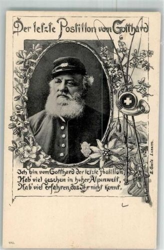 St Gotthard Foto AK Beruf Der letzte Postillon vom Gotthard