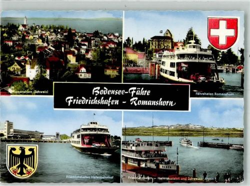 8590 Romanshorn 1963 Foto AK Auto - Fähre Hafen Friedrichshafen