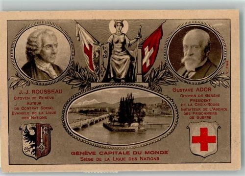 1919 - Portrait J.J. Rousseau Gastave Ador Helvetia Wappen