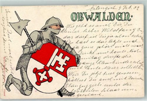 6060 Sarnen 1902 Gebrauchsspuren Ritter Wappen Obwalden