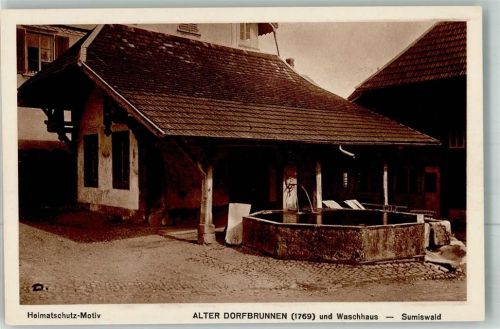 3454 Sumiswald Foto AK Dorfbrunnen Waschhaus Heimatschutz-Motiv