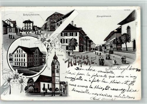 4950 Huttwil 1900 BOAKC Schulhaus Lithographie