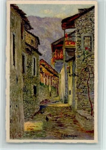6616 Losone Künstlerkarte Un vicolo al Losone E. Zuppinger