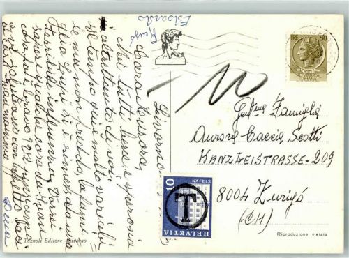 Taxe Nachgebühr 10 Rappen Destination Italien Schweiz Phila Schweiz