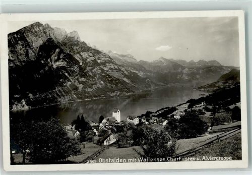 8758 Obstalden 1923 - mit Walensee Churfirsten und Alviergruppe