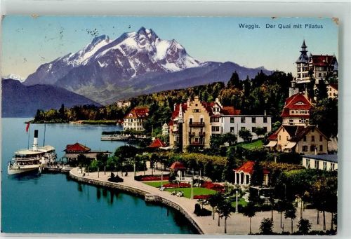 6353 Weggis Gebrauchsspuren Quai Pilatus Raddampfer
