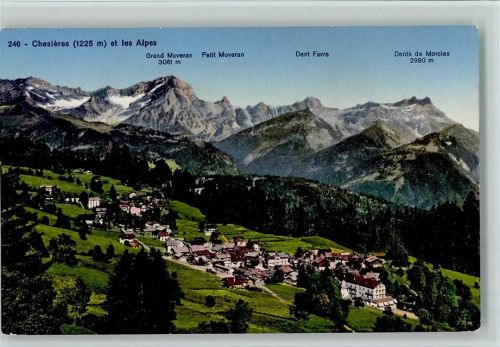 1884 Villars-sur-Ollon - Chesières et les Alpes Grand Muveran Petit Muveran Dent Favre Dents de Morcles