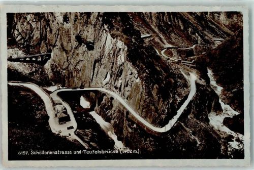 Schöllenen 1931 - Schöllenenstrasse und Teufelsbrücke