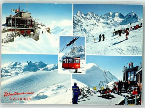 Piz Corvatsch - Winter Seilbahn Skifahrer