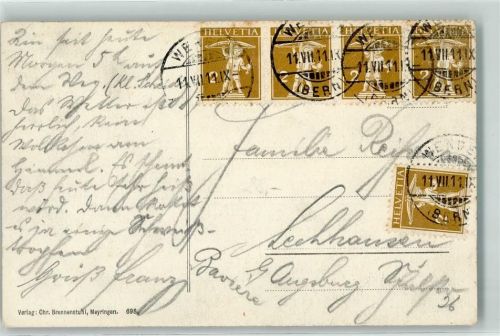 Wengen Mehrfachfrankatur Phila Schweiz 1911
