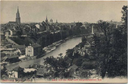 um 1910/20 - Bern: Mit der Aare vom Aargauerstaden aus, Ansicht,Edition Photoglob Co.