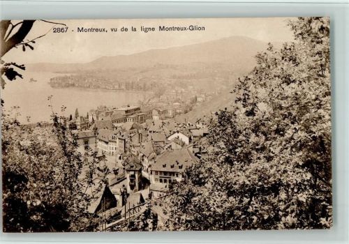 1820 Montreux - Vu de la ligne Montreux-Glion Blick durch die Bäume