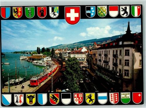 9400 Rorschach - Hafenbahnhof mit Hotel Anker Rorschach-Heiden-Bergbahn Ausflugsschiff Auto