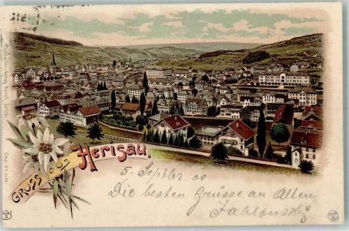 9100 Herisau 1900 Lithographie Edelweiss