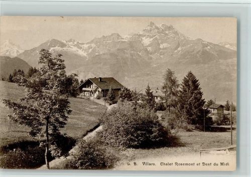 1884 Villars-sur-Ollon - Chalet Rosemont et Dent du Midi Bäume