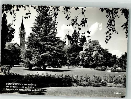 8590 Romanshorn Foto AK Kath. Kirche Schloss Seepark