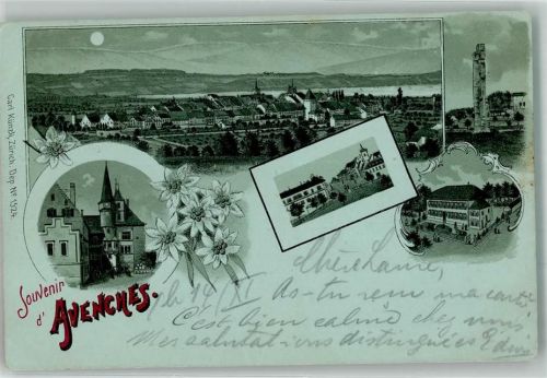 1580 Avenches 1902 Lithographie Carl Künzli Dep. No. 1524