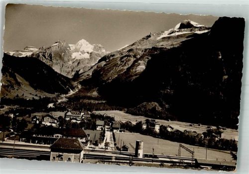3718 Kandersteg 1940 Foto AK Bahnhof Blümlisalp Doldenhorn