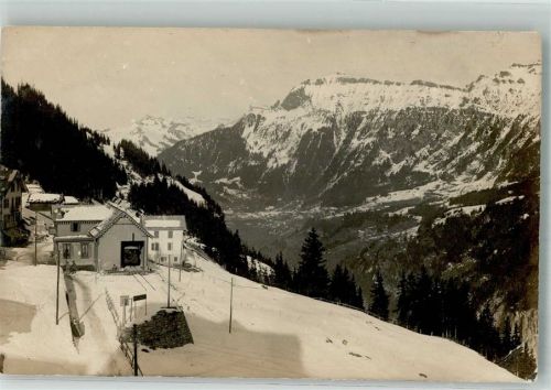 3825 Mürren Gebrauchsspuren Bahnhof Hotel Eiger Winter Ort handschriftlich
