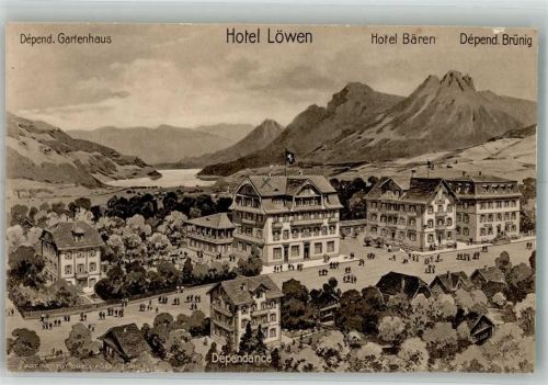 6078 Lungern 1920 Foto AK Hotel Löwen Bären Dependance
