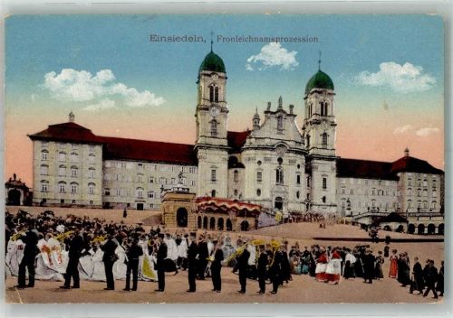 Einsiedeln Kloster Fronleichmams- Prozession Motiv Schweiz Foto AK
