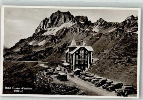 Klausenpass Foto AK Postbus Auto Hotel Klausepasshöhe