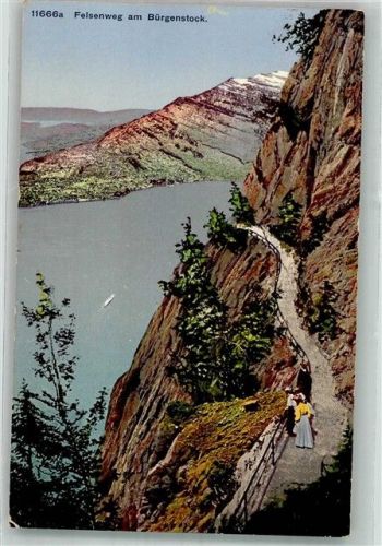 6362 Stansstad 1912 Foto AK Felsenweg am Bürgenstock