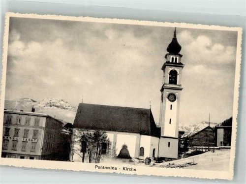 7504 Pontresina Winter Kirche Hotel Baratz