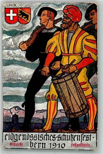3000 Bern Berne 1910 Künstlerkarte Eidgenossen Festpostkarte sign. Linck