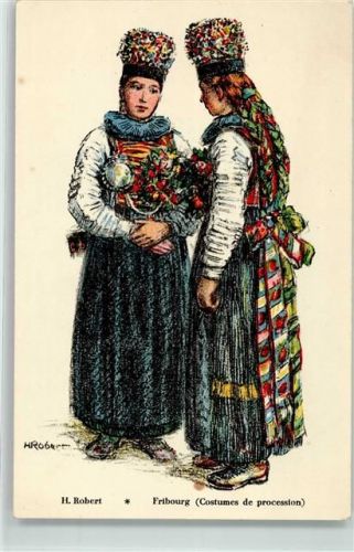 1700 Fribourg Freiburg - Tracht sign. H. Robert Künstlerkarte