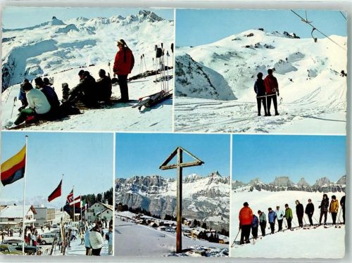 Tannenbodenalp Foto AK Winter Bügellift Skifahrer
