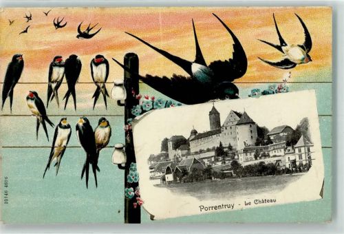 2900 Porrentruy Pruntrut Prägedruck Schloss Schwalben Lithographie