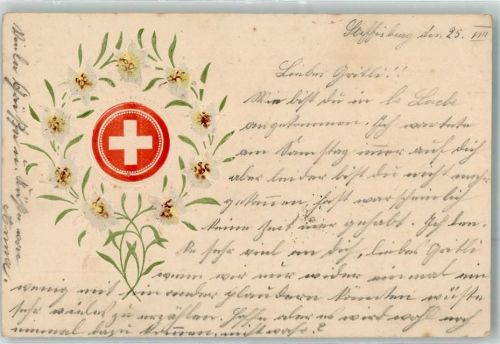 3612 Steffisburg 1905 Prägedruck Wappen Passepartout Blumen Ort lt. Stempel