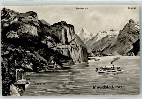 6440 Vierwaldstättersee - Raddampfer Tellsplatte Gotthardbahn Flüelen