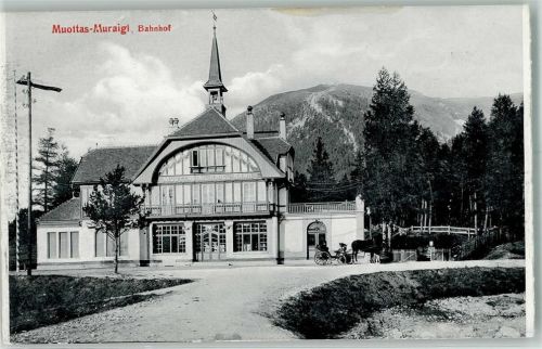 Muottas Muraigl Foto AK Bahnhof