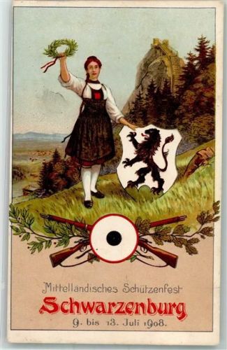 3150 Schwarzenburg 1908 - Schützenfest Tracht Wappen