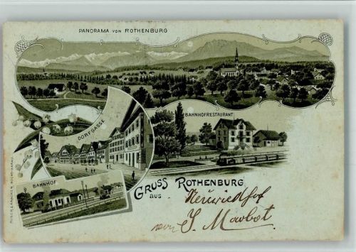 6023 Rothenburg 1900 BOAKC Bahnhof Eisenbahn Lithographie