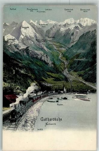6454 Flüelen Foto AK Bergbahn Gotthardbahn
