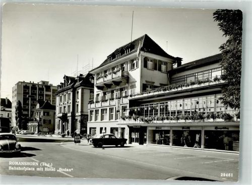 8590 Romanshorn Foto AK Hotel Bodan Bahnhofplatz VW Käfer